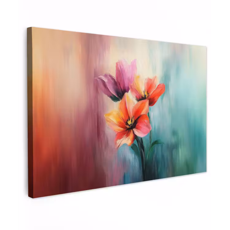 Canvas schilderij - Tulpen - Lichtreflecties - Kleurverloop — 1