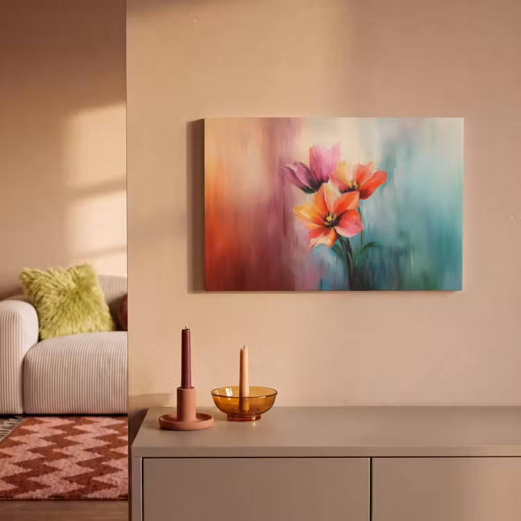 Canvas schilderij - Tulpen - Lichtreflecties - Kleurverloop — 2