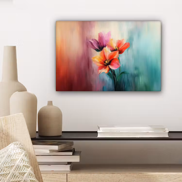 Canvas schilderij - Tulpen - Lichtreflecties - Kleurverloop — 5