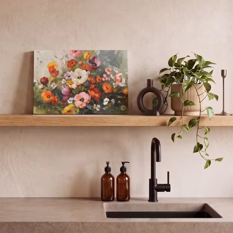 Canvas schilderij - Vrolijk boeket - Dynamisch - Subtiele kleurspatten — 3
