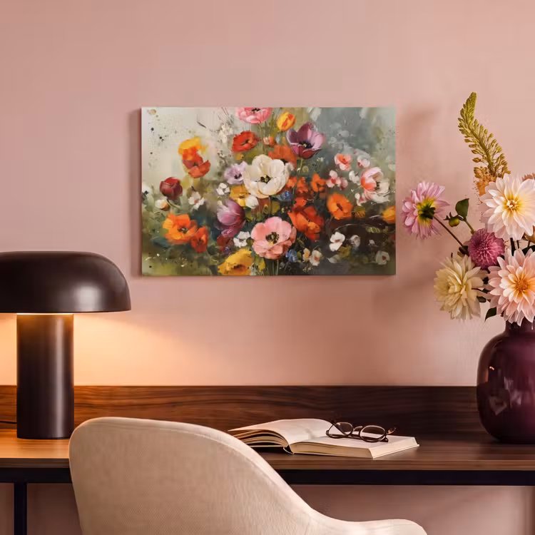 Canvas schilderij - Vrolijk boeket - Dynamisch - Subtiele kleurspatten — 4