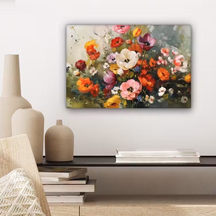 Canvas schilderij - Vrolijk boeket - Dynamisch - Subtiele kleurspatten — 5