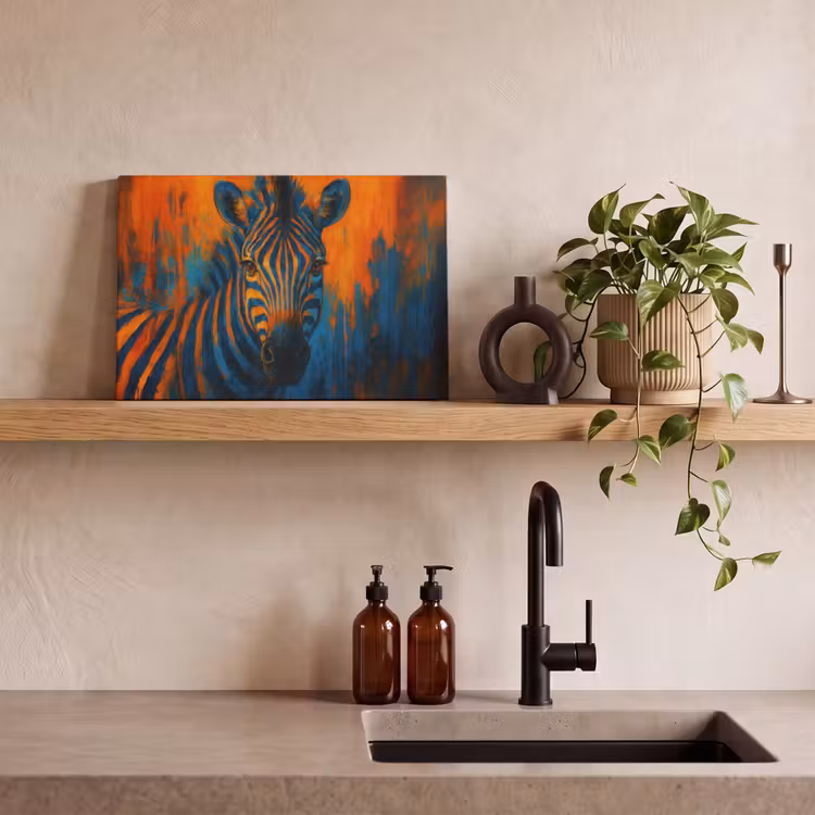 Canvas schilderij - Zebra - Abstract - Blauw — 3
