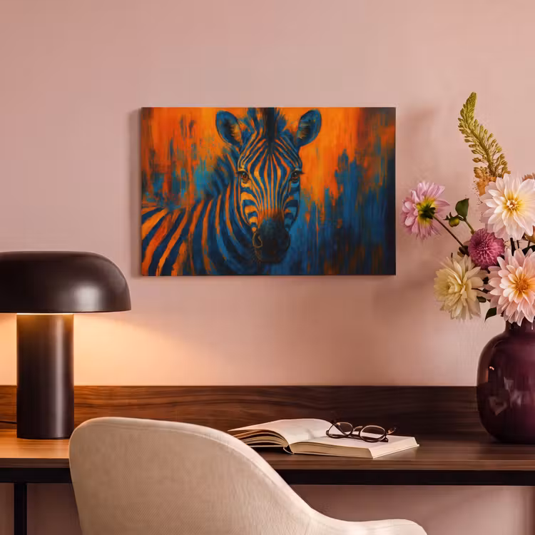 Canvas schilderij - Zebra - Abstract - Blauw — 4