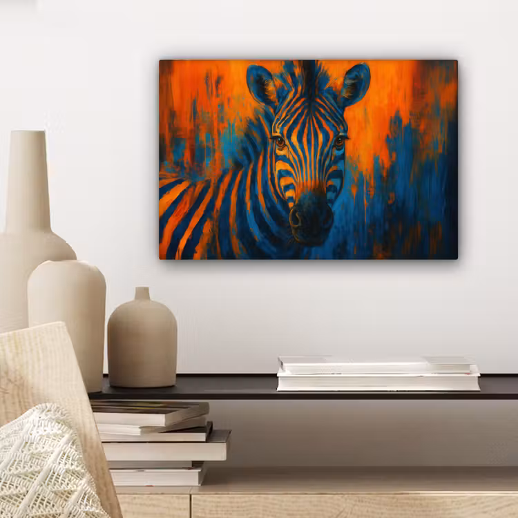 Canvas schilderij - Zebra - Abstract - Blauw — 5