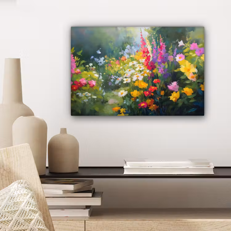Canvas schilderij - Zomertuin - Sfeervol - Bloemen — 5