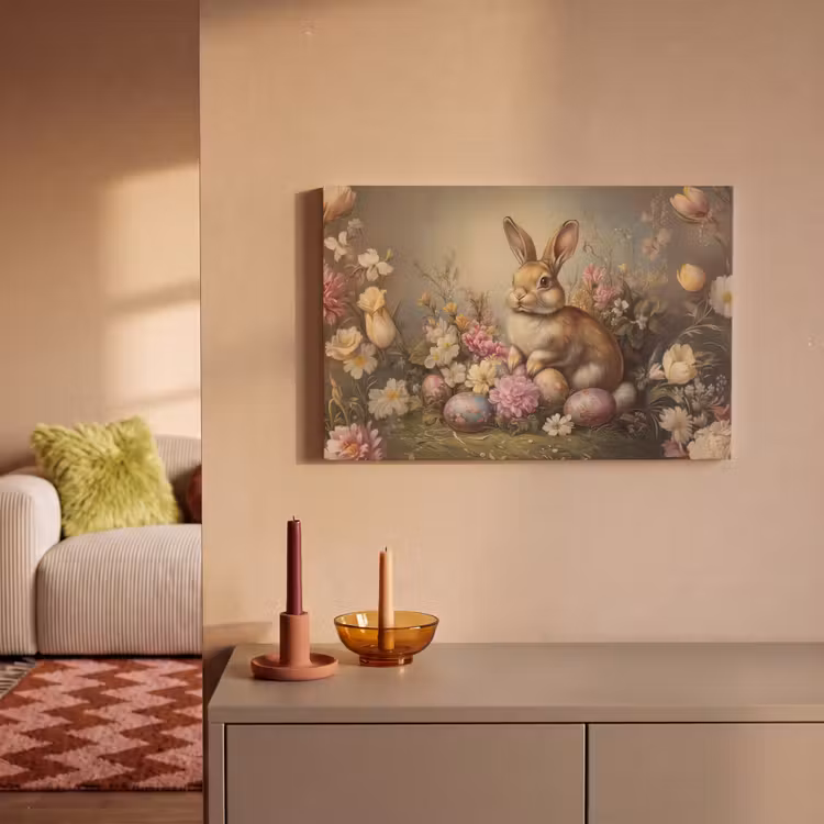 Canvas schilderij - Haas - Stilleven - Bloemen — 2