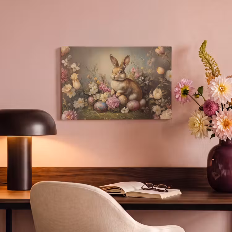 Canvas schilderij - Haas - Stilleven - Bloemen — 4