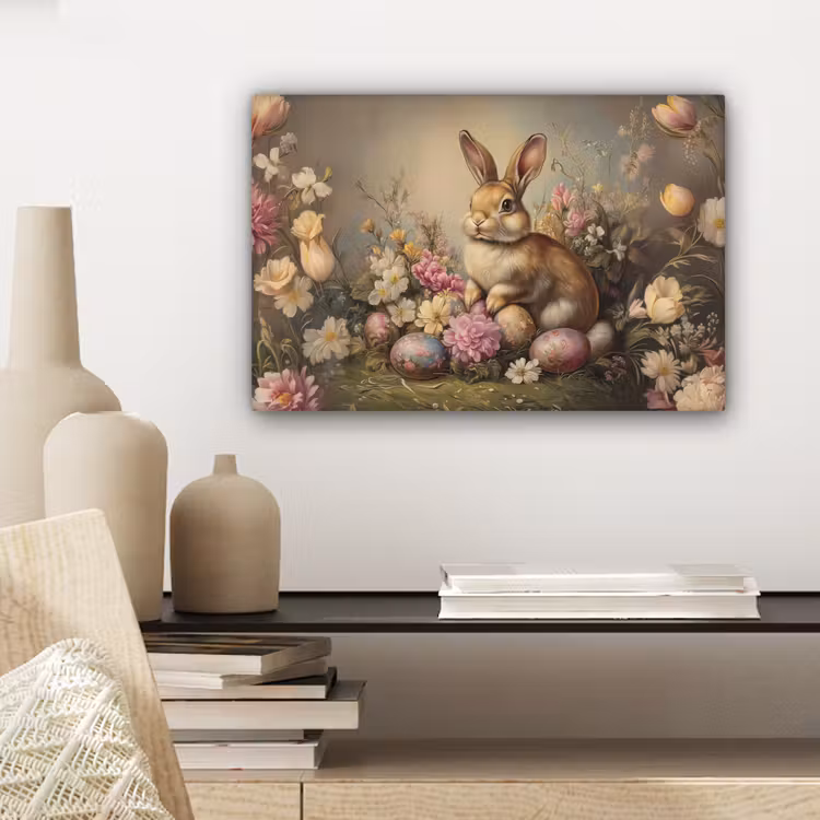 Canvas schilderij - Haas - Stilleven - Bloemen — 5
