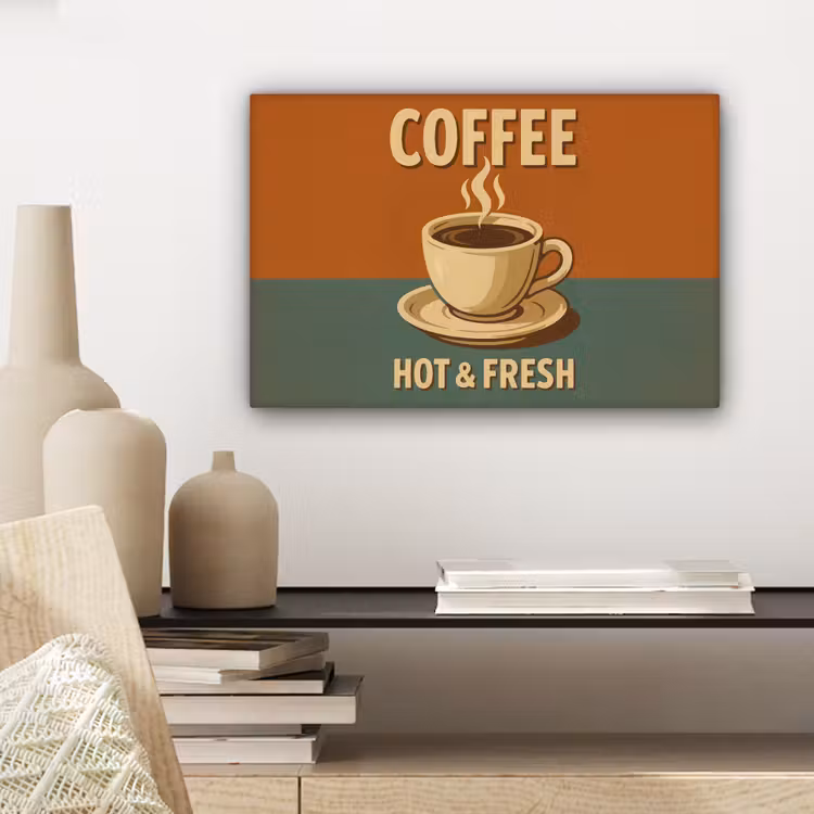 Canvas schilderij - Koffie - Kop - Vintage - Quote — 5