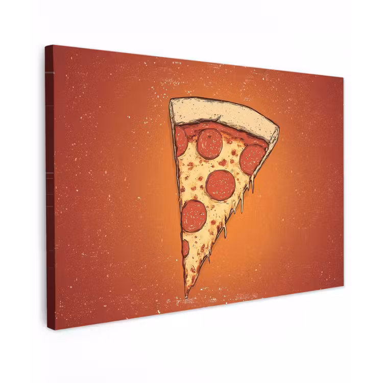 Canvas schilderij - Pizza - Kaas - Rood - Pepperoni — 1