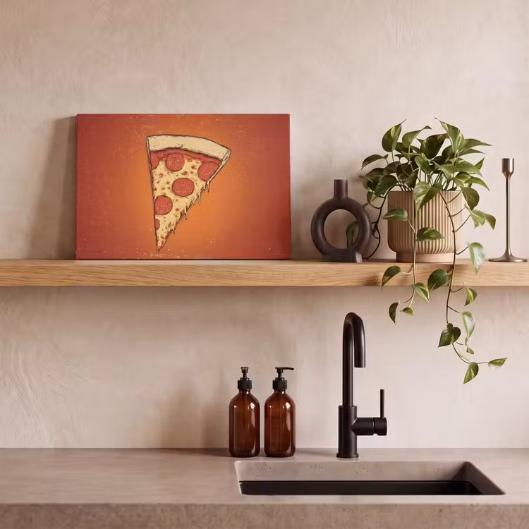 Canvas schilderij - Pizza - Kaas - Rood - Pepperoni — 3