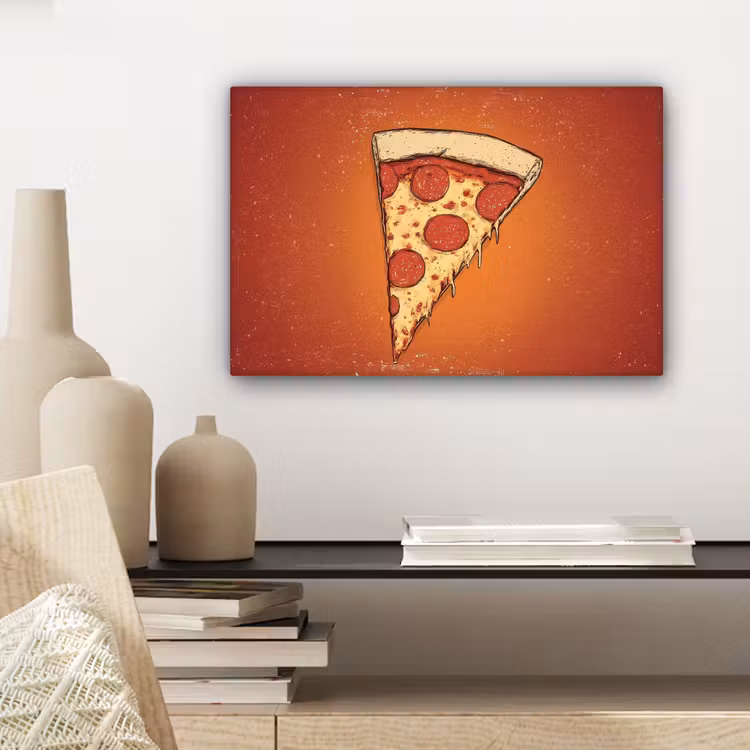 Canvas schilderij - Pizza - Kaas - Rood - Pepperoni — 5