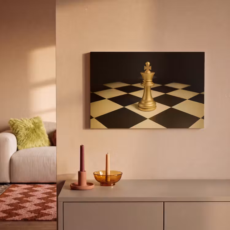 Canvas schilderij - Schaakstuk - Koning - Schaakbord - Geblokt — 2