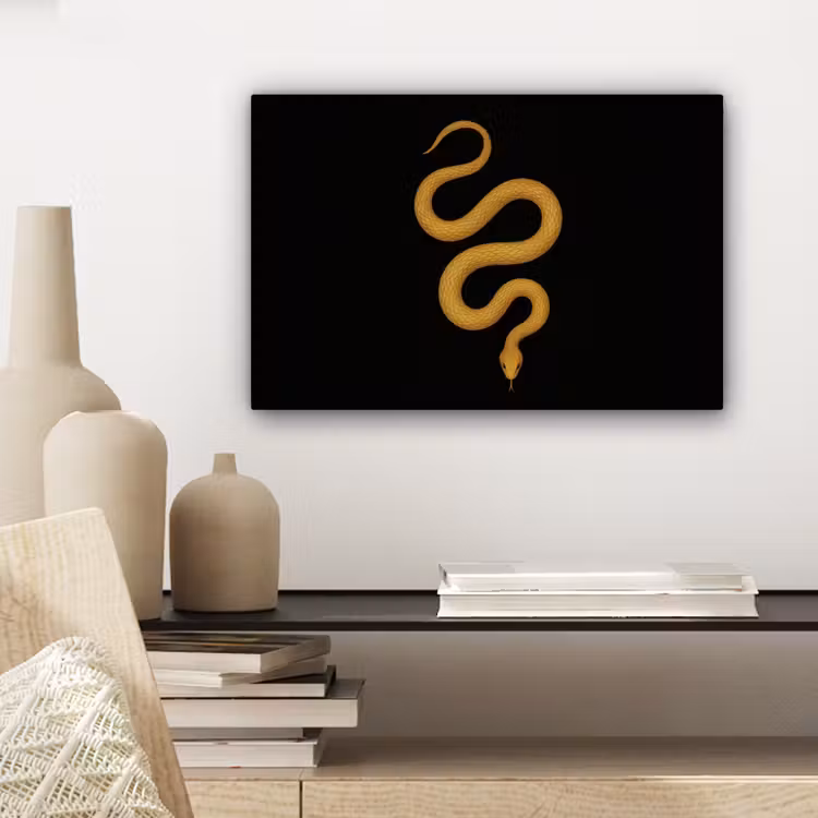 Canvas schilderij - Slang - Minimalistisch - Goud — 5