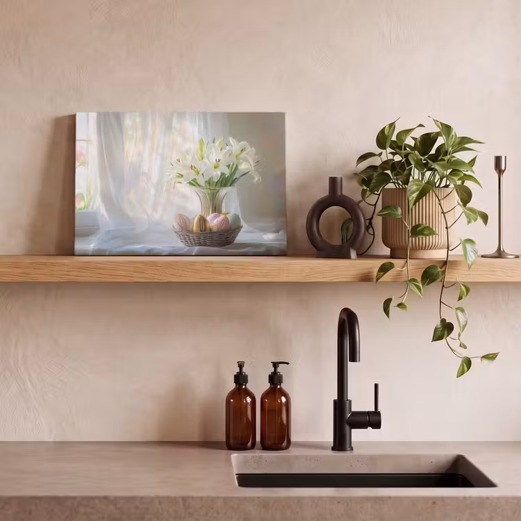 Canvas schilderij - Vaas - Eieren - Bloemen — 3