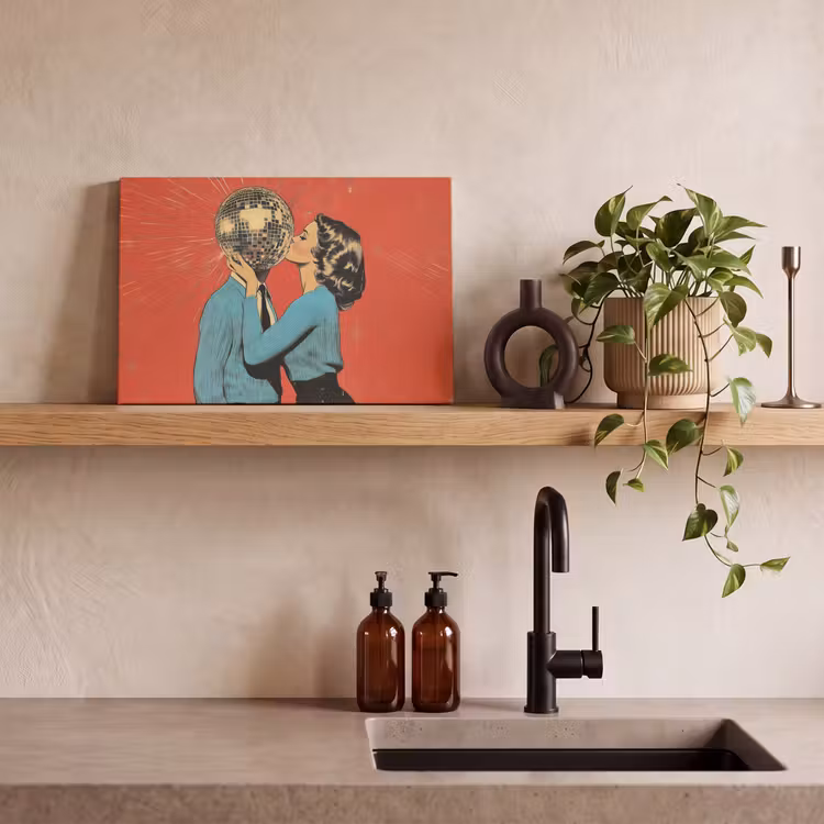 Canvas schilderij - Vrouw - Retro - Discobal - Kus — 3