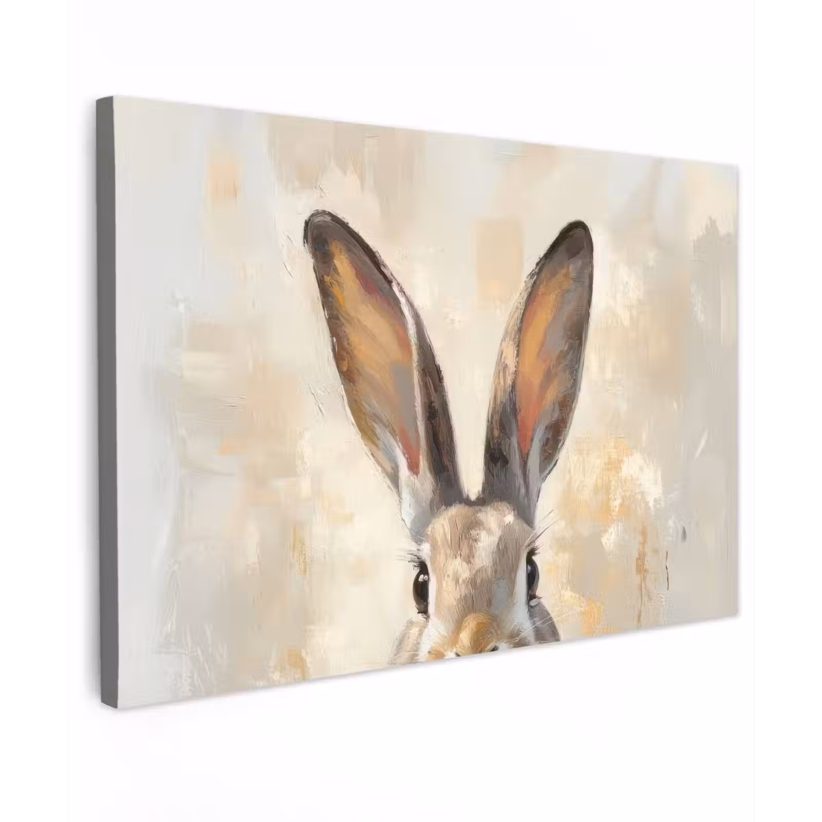 Canvas schilderij - Haas - Oren - Bruin — 1