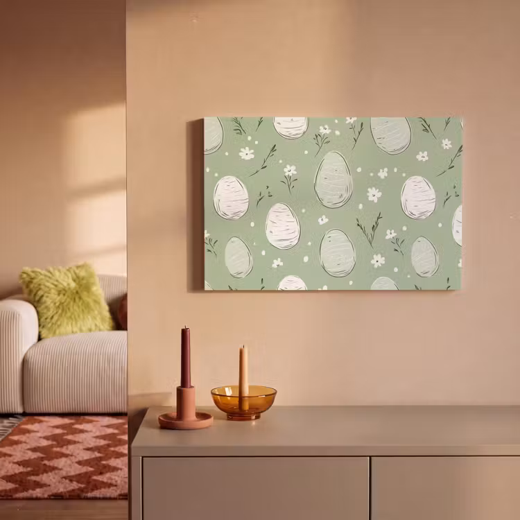 Canvas schilderij - Groen - Eieren - Patroon — 2