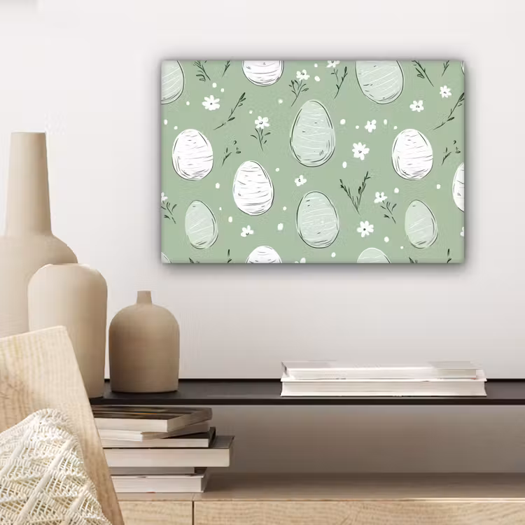 Canvas schilderij - Groen - Eieren - Patroon — 5