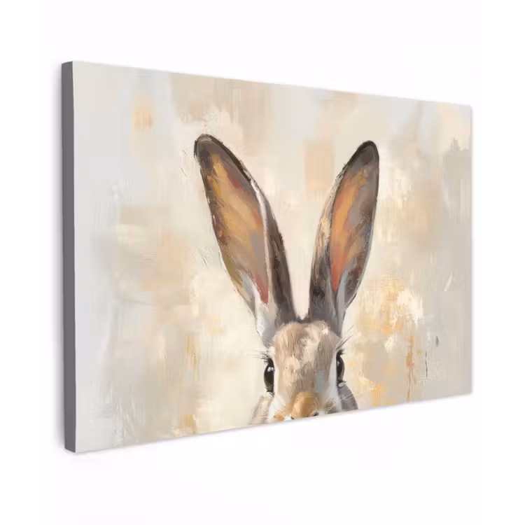 Canvas schilderij - Haas - Oren - Bruin — 1