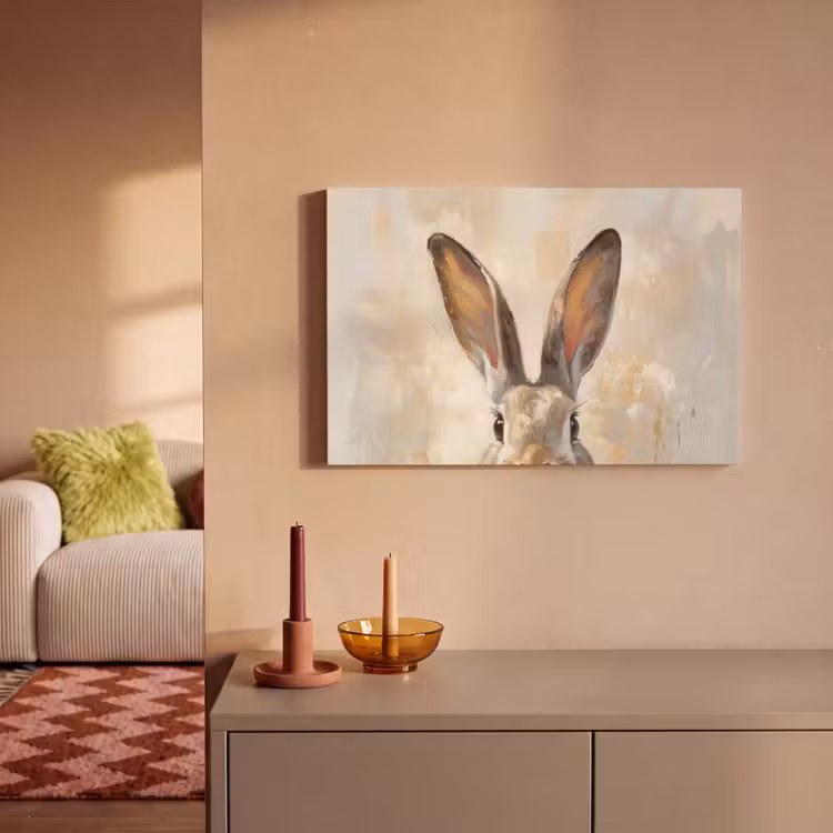 Canvas schilderij - Haas - Oren - Bruin — 2