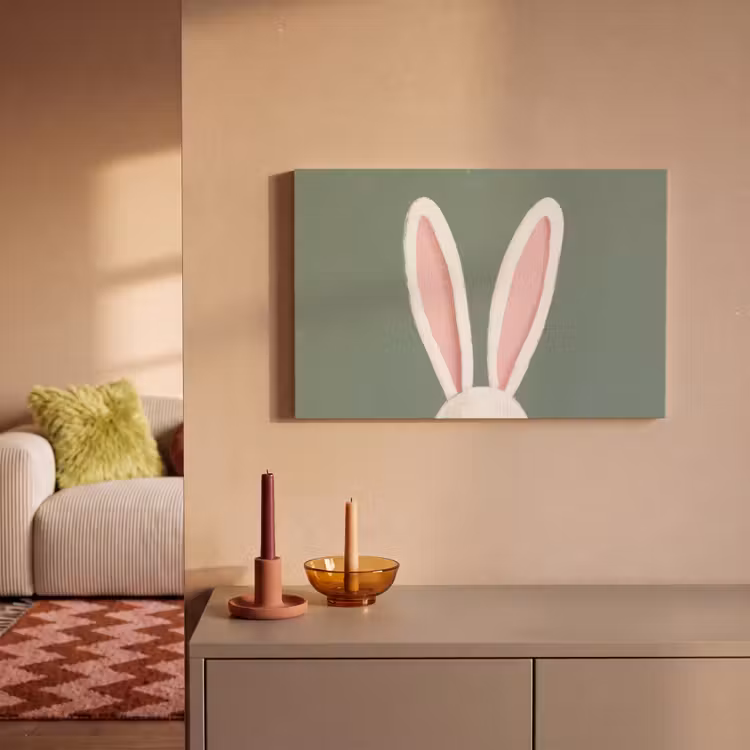 Canvas schilderij - Hazen - Oren - Roze — 2