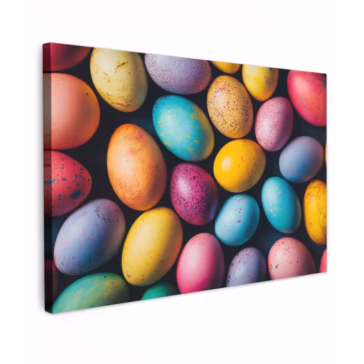 Canvas schilderij - Kleurrijk - Paaseitjes - Spetters — 1
