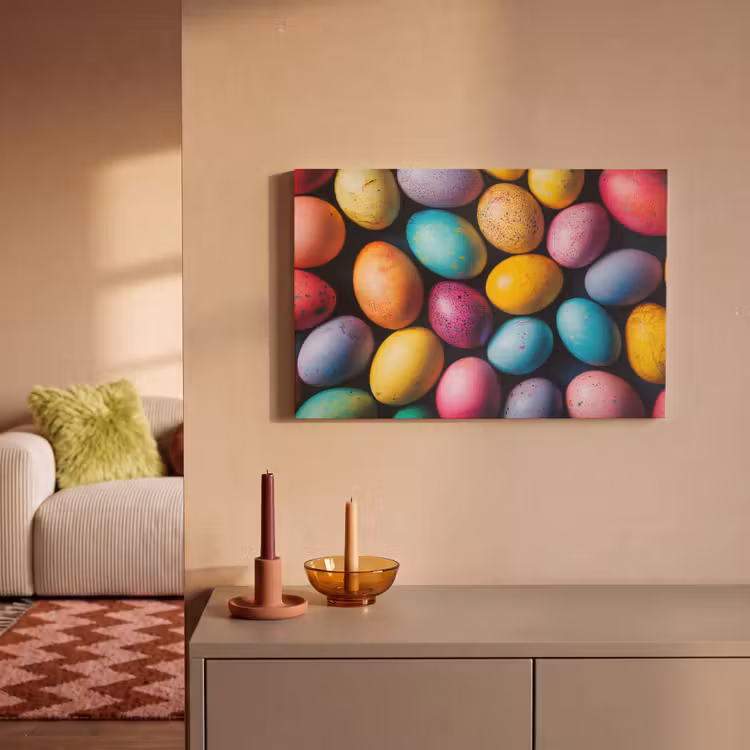 Canvas schilderij - Kleurrijk - Paaseitjes - Spetters — 2