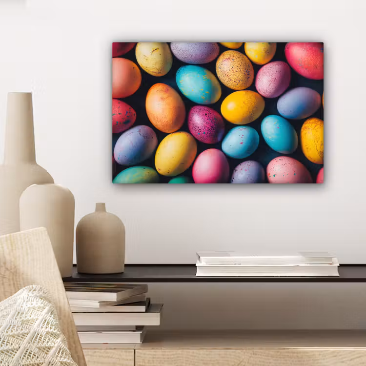 Canvas schilderij - Kleurrijk - Paaseitjes - Spetters — 5