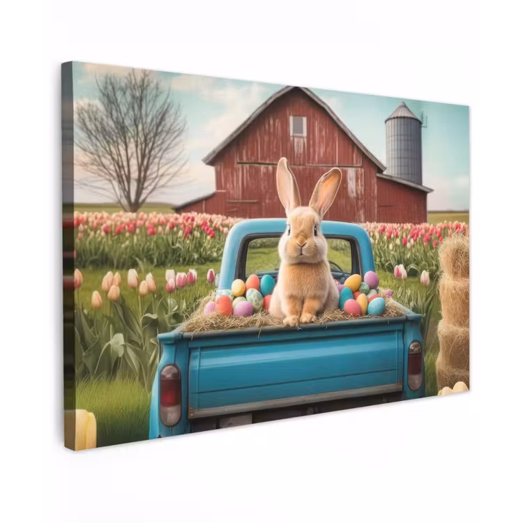 Canvas schilderij - Konijn - Boerderij - Eieren — 1