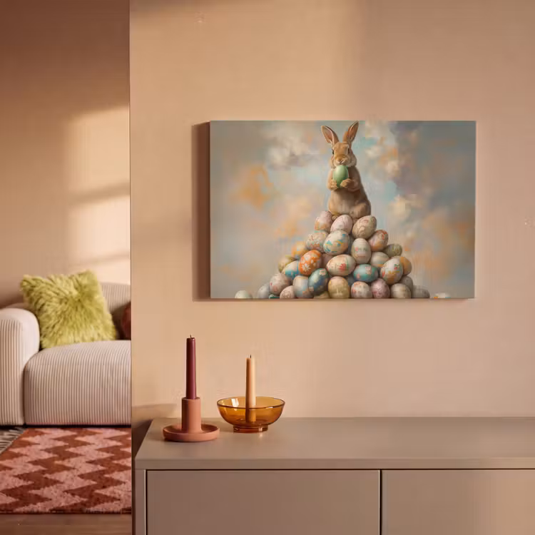 Canvas schilderij - Konijn - Eieren - Kleurrijk — 2