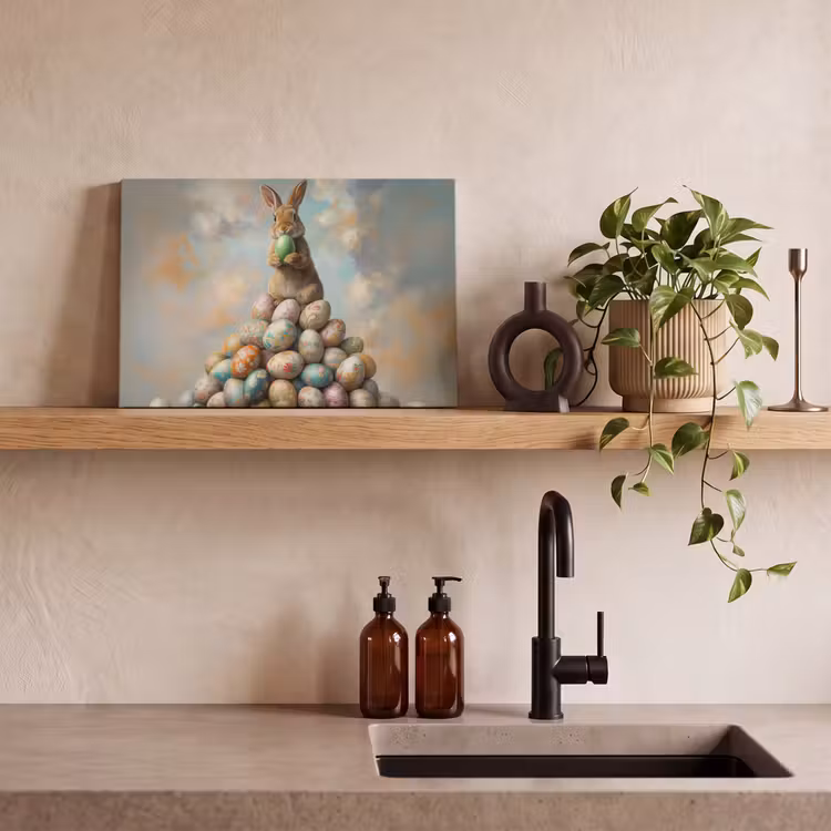Canvas schilderij - Konijn - Eieren - Kleurrijk — 3