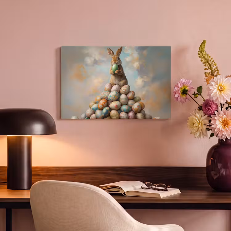Canvas schilderij - Konijn - Eieren - Kleurrijk — 4