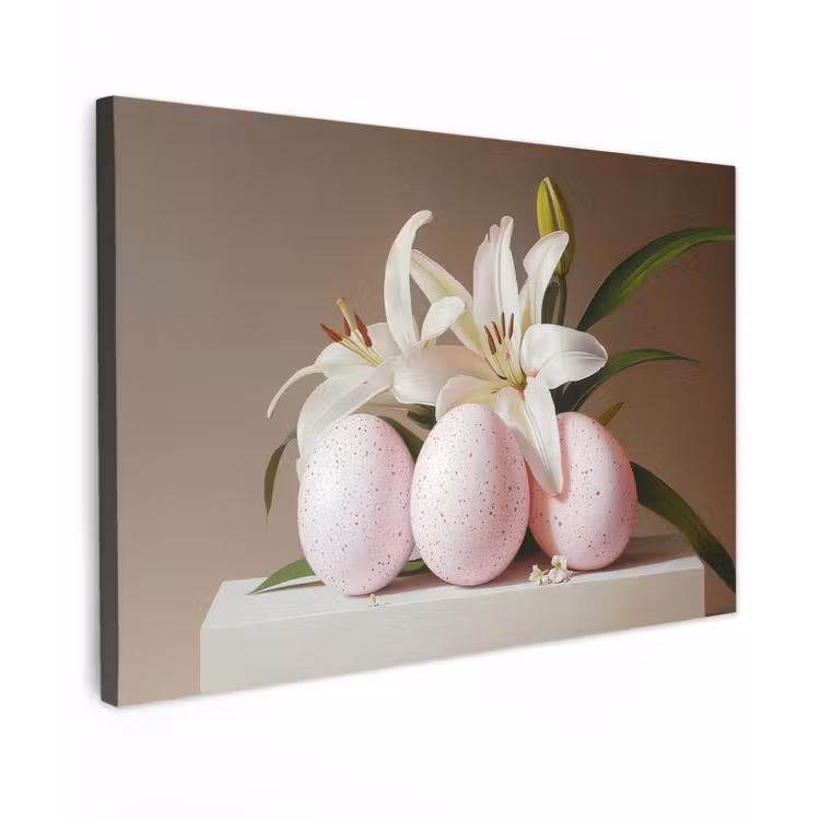 Canvas schilderij - Lelies - Eieren - Pasen — 1