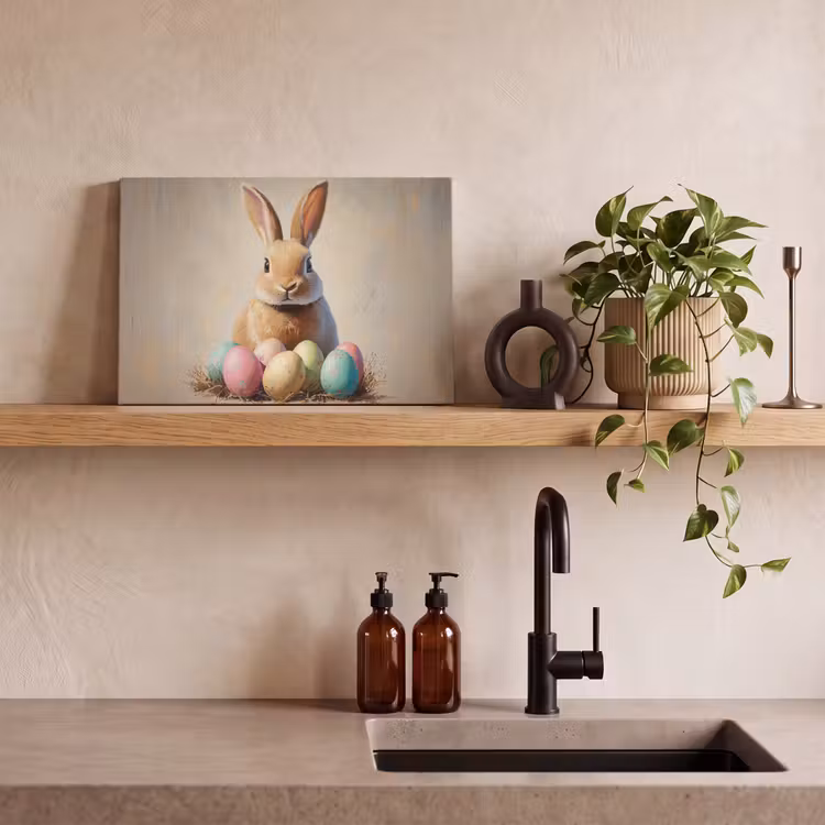 Canvas schilderij - Paashaas - Pastel - Eieren — 3