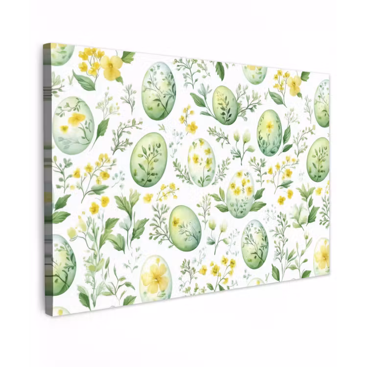 Canvas schilderij - Patroon - Groen - Eieren — 1