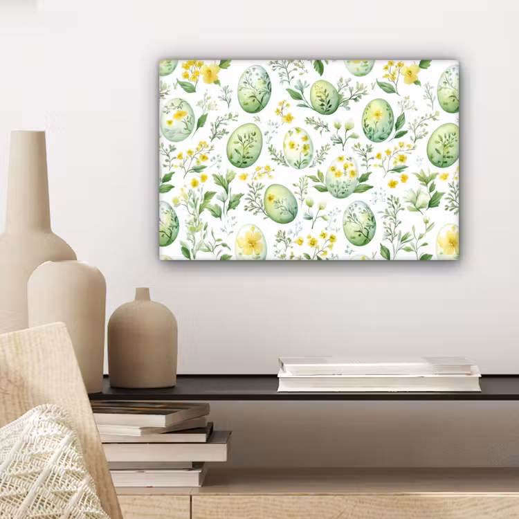 Canvas schilderij - Patroon - Groen - Eieren — 5