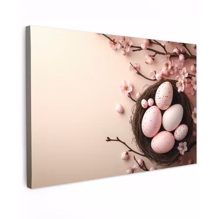 Canvas schilderij - Roze - Bloesems - Eieren — 1