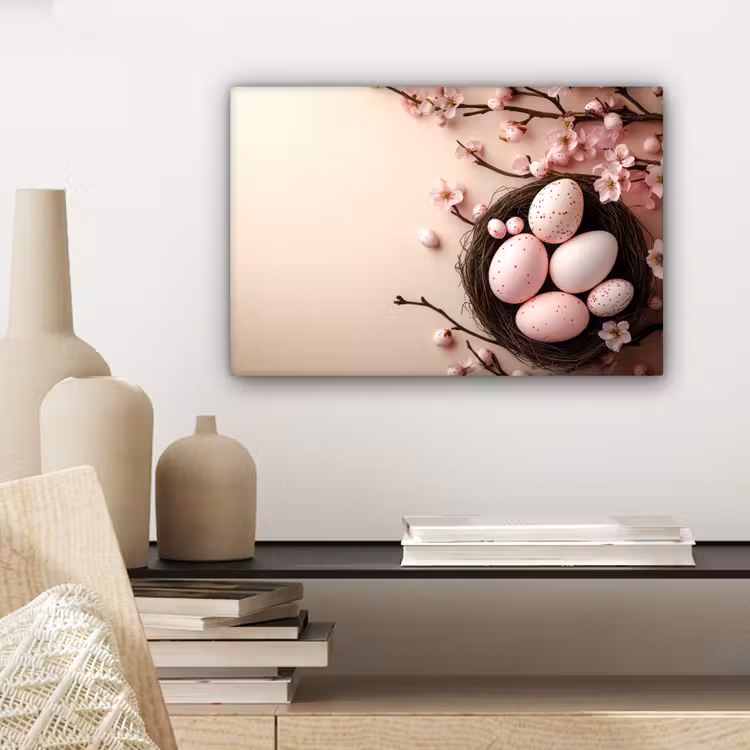 Canvas schilderij - Roze - Bloesems - Eieren — 5
