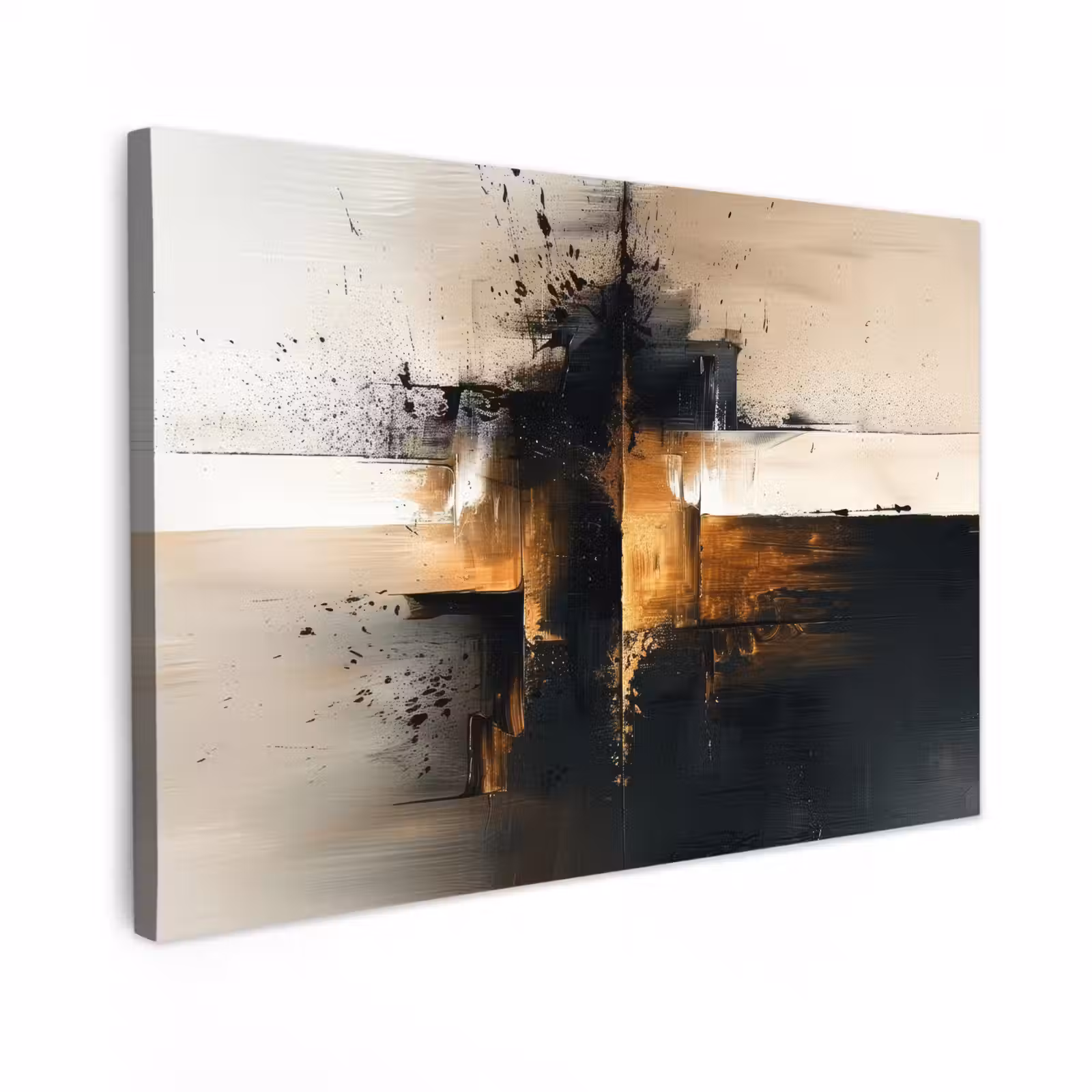 Canvas schilderij - Moderne kunst - Zwart - Goud - Luxe — 1
