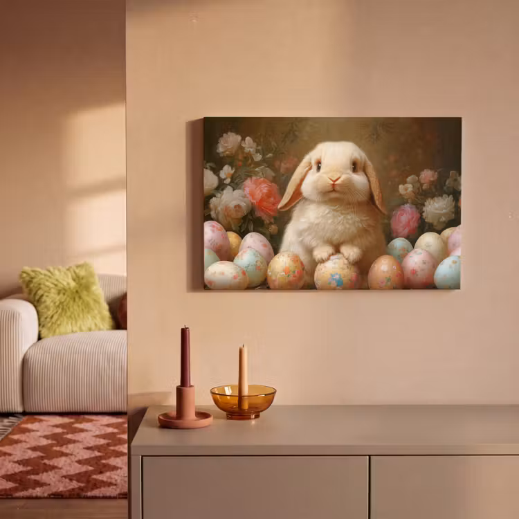 Canvas schilderij - Konijn - Paaseieren - Stilleven — 2