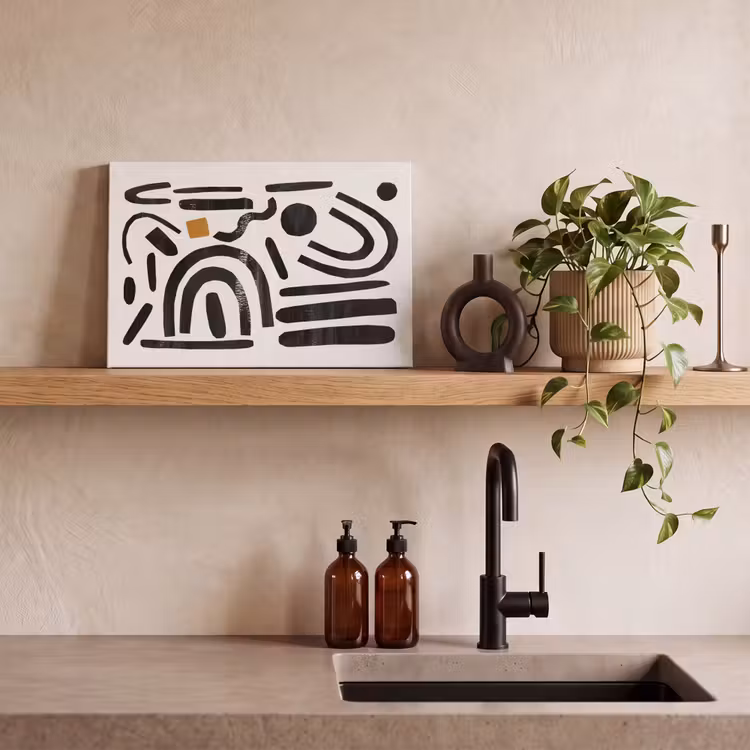 Canvas schilderij - Kunst - Abstract - Zwart - Modern - Beige — 3