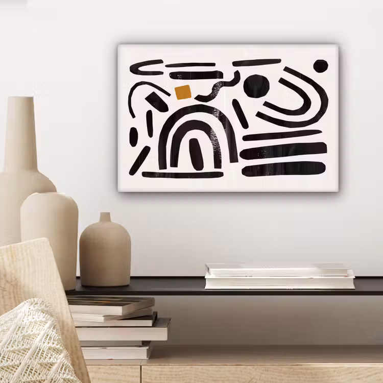 Canvas schilderij - Kunst - Abstract - Zwart - Modern - Beige — 5