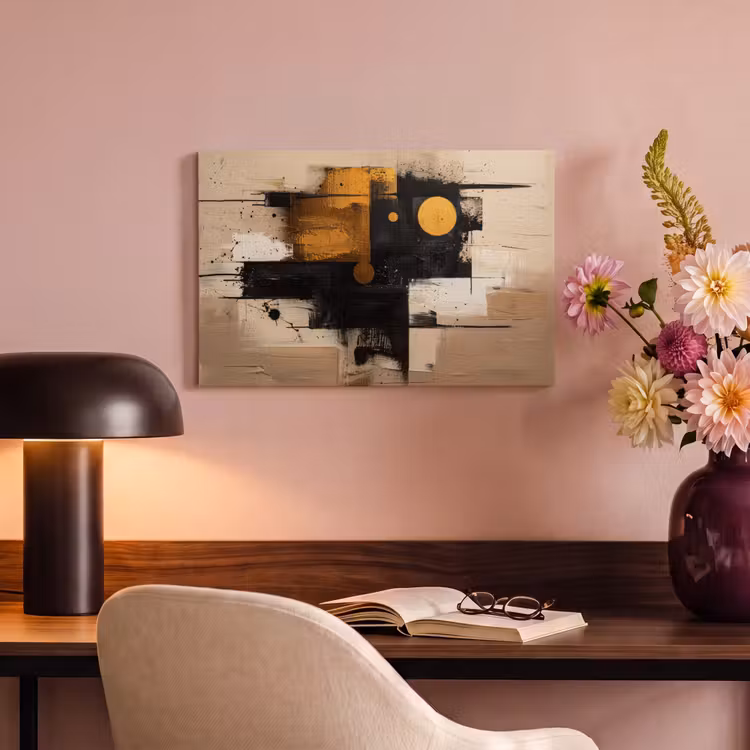 Canvas schilderij - Kunst - Beige - Modern - Goud — 4