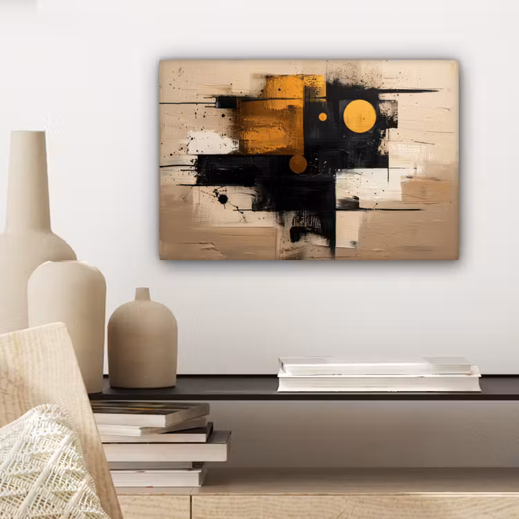 Canvas schilderij - Kunst - Beige - Modern - Goud — 5