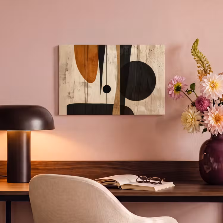 Canvas schilderij - Kunst - Beige - Zwart - Modern — 4