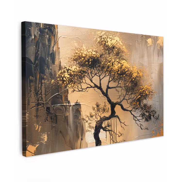 Canvas schilderij - Kunst - Boom - Goud - Modern — 1