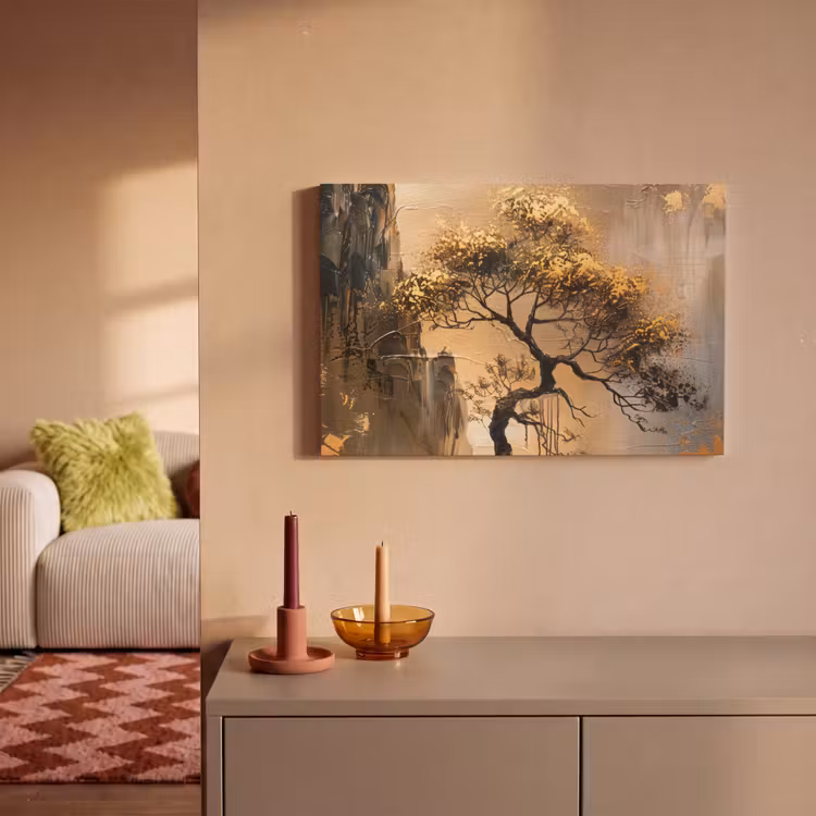 Canvas schilderij - Kunst - Boom - Goud - Modern — 2