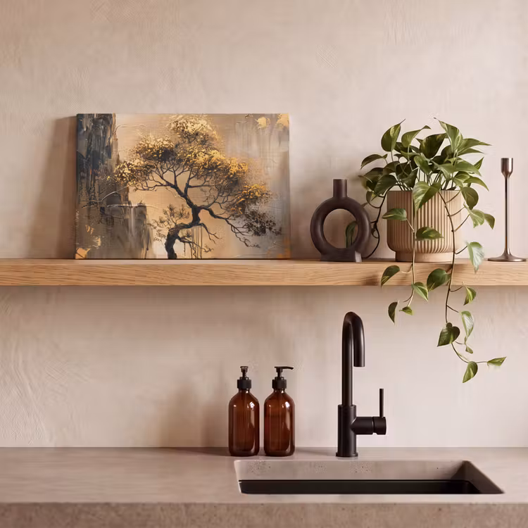 Canvas schilderij - Kunst - Boom - Goud - Modern — 3